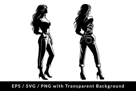 Download Casual Fashion Woman Posing Clip Art SVG - Casual Collection